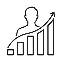 actuary silhouette vector illustration Business growth concept with person and increasing bar chart