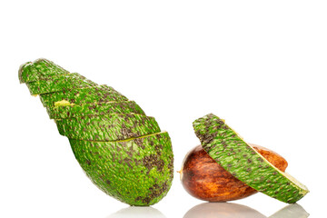 Ripe avocado isolated on white background, close-up.