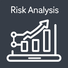 actuary silhouette vector illustration Risk analysis graph on laptop screen with increasing trend
