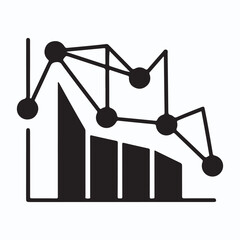 actuary silhouette vector illustration Business data analysis with line graph and bar chart