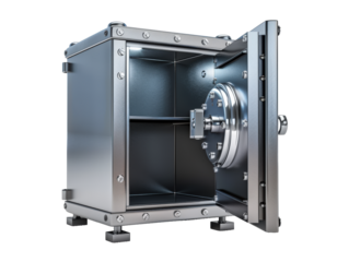 Open Metal Safe Isolated on White 