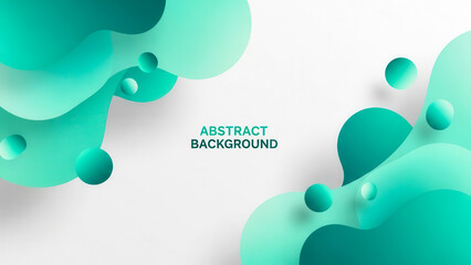 Green Abstract Fluid Shapes with 3D Spheres on Clean Modern Background | abstract blue background with circles |abstract colorful background