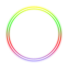 Colorful Neon Gradient Circle Frame Isolated on White transparent background | abstract colorful background with circles