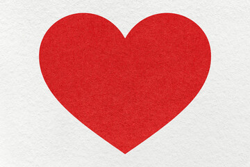Red heart on white paper texture background with copy space for Valentines Day banner, template or greeting card