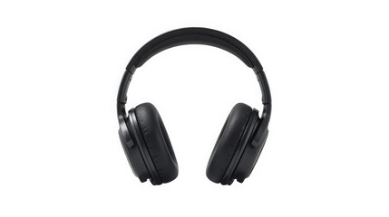 Professional black over ear wireless noise cancelling headphones isolated view showcasing comfort and modern audio technology on transparent background