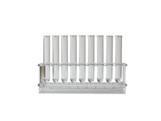Test Tubes in Rack Isolated on White Background