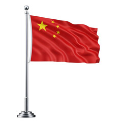 Naklejka premium China flag on silver pole waving