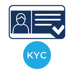 KYC Identification Card Icon with Check Mark and Text Know Your Customer identity