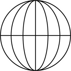 Globe wireframe geometry PNG. Round 3D planet grid ball vector isolated