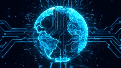 Digital representation of global network connectivity and technology. - Powered by Adobe