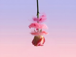 Floral Gravity Paradox: A Surreal Rose Defying Love and Logic