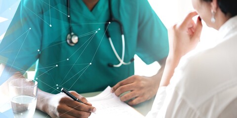 Doctor diagnose patient symptoms at the hospital