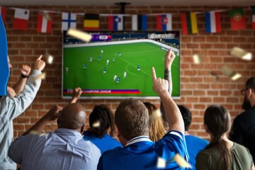 Friends cheering sport at bar together