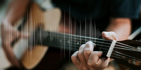 Senior man playing on his guitar remix
