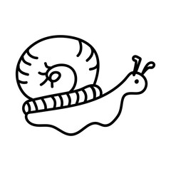 Single hand drawn snail. Doodle vector illustration. Isolated on a white background.