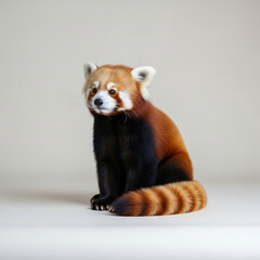 Captivating Red Panda Portrait with Vibrant Fur and Expressive Eyes on a Neutral Background