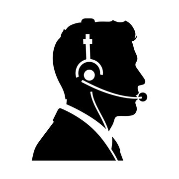 Customer Support Representative Silhouette with Headset Profile.