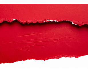 Red Torn or Ripped Paper Isolated on Transparent PNG Background with Realistic Cardboard Edges