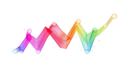 Abstract colorful line art with spheres design element on transparent background