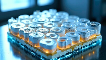 Close up image of multi dish experimental setup