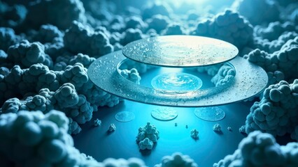 Close up image of virus inside transparent container