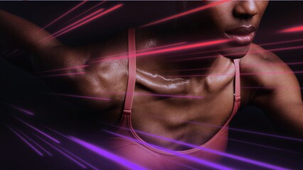 Close up of black woman in sportswear remix