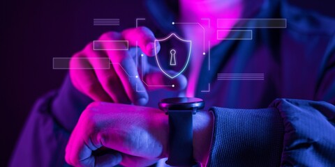 Man wearing a smartwatch wearable technology