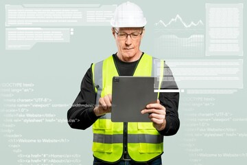Male engineer working on a tablet