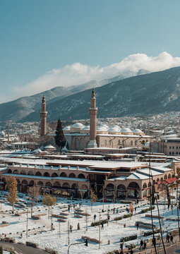 Panorama of the city of Bursa, Turkey, in the winter season