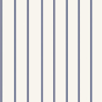 Seamless pattern, repeating classic navy blue and cream pinstripe pattern creating a seamless vertical background textile wallpaper design