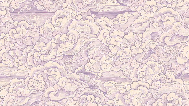 A beautiful illustration of swirling clouds in a serene and peaceful atmosphere