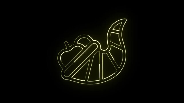 Glowing neon line cornucopia with food overflow animation. Thanksgiving harvest icon animation HD video isolated on black background