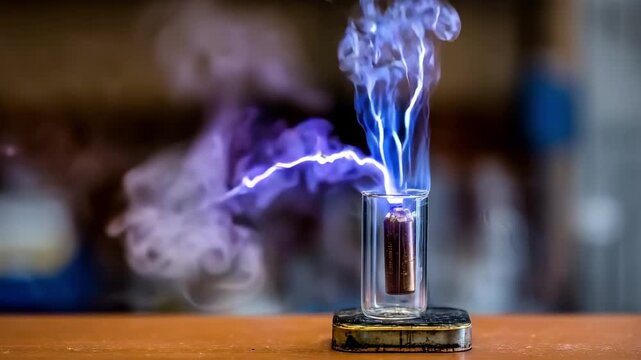 Medium shot of high voltage plasma electrolytic oxidation process creating durable oxide coatings on metal surfaces in industrial manufacturing environment.