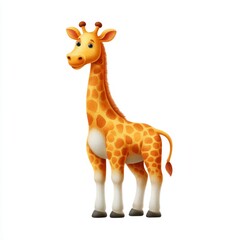 Obraz premium Cute cartoon giraffe with long neck and spots cheerful animation playful environment whimsical viewpoint