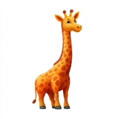Cute cartoon giraffe with long neck and spots bringing cheer whimsical art indoor setting bright colors playful concept