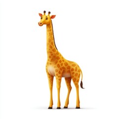 Obraz premium Cute cartoon giraffe with long neck and spots cheerful environment digital illustration whimsical jungle scene