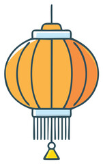 Obraz premium Festive Orange Paper Lantern with Tassel and Decorative Fringe Hanging