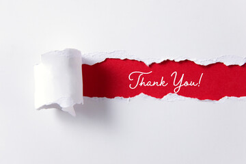 Thank you note with torn paper