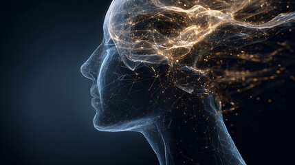 Silhouette of a head with an illuminated brain, representing thought and consciousness