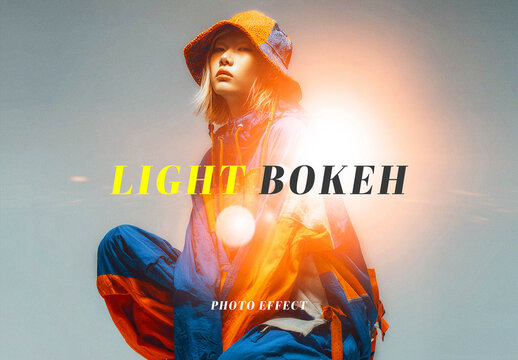 Light Bokeh Photo Effect Mockup