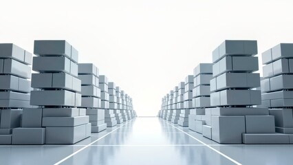 Symmetrical layout of white model buildings