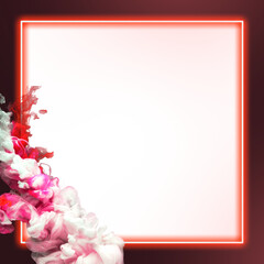 Obraz premium Smoke effect neon frame png gradient red