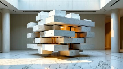 Indoor white model building layered structure