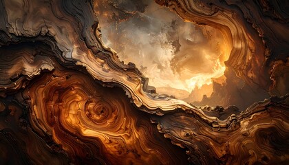 A mesmerizing swirl of vibrant colors and textures resembling a cosmic landscape