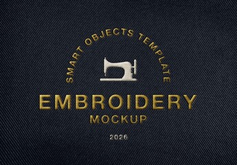 Stitching Embroidery Jeans Logo Mockup