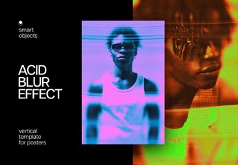 Acid Blur Poster Photo Effect Mockup