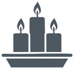 Fototapeta premium Lit Candles in Tray Decorative Vector Illustration for Celebrations and Remembrance