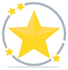 Obraz premium Golden Star Awarded Within Circle and Smaller Stars