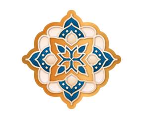 Elegant mandala design with blue gold accents isolated transparent background