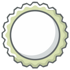 Blank metal bottle cap with crimped edges, top view vector illustration